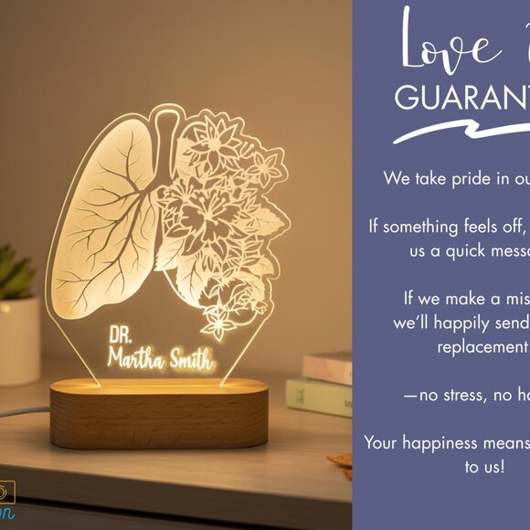 Floral Lung Custom Night Light • Doctor Lamp • Pulmonologist Gift - Picture 6 of 8